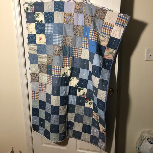 Project Linus handmade child blue quilted patchwork  blanket - Picture 3 of 10